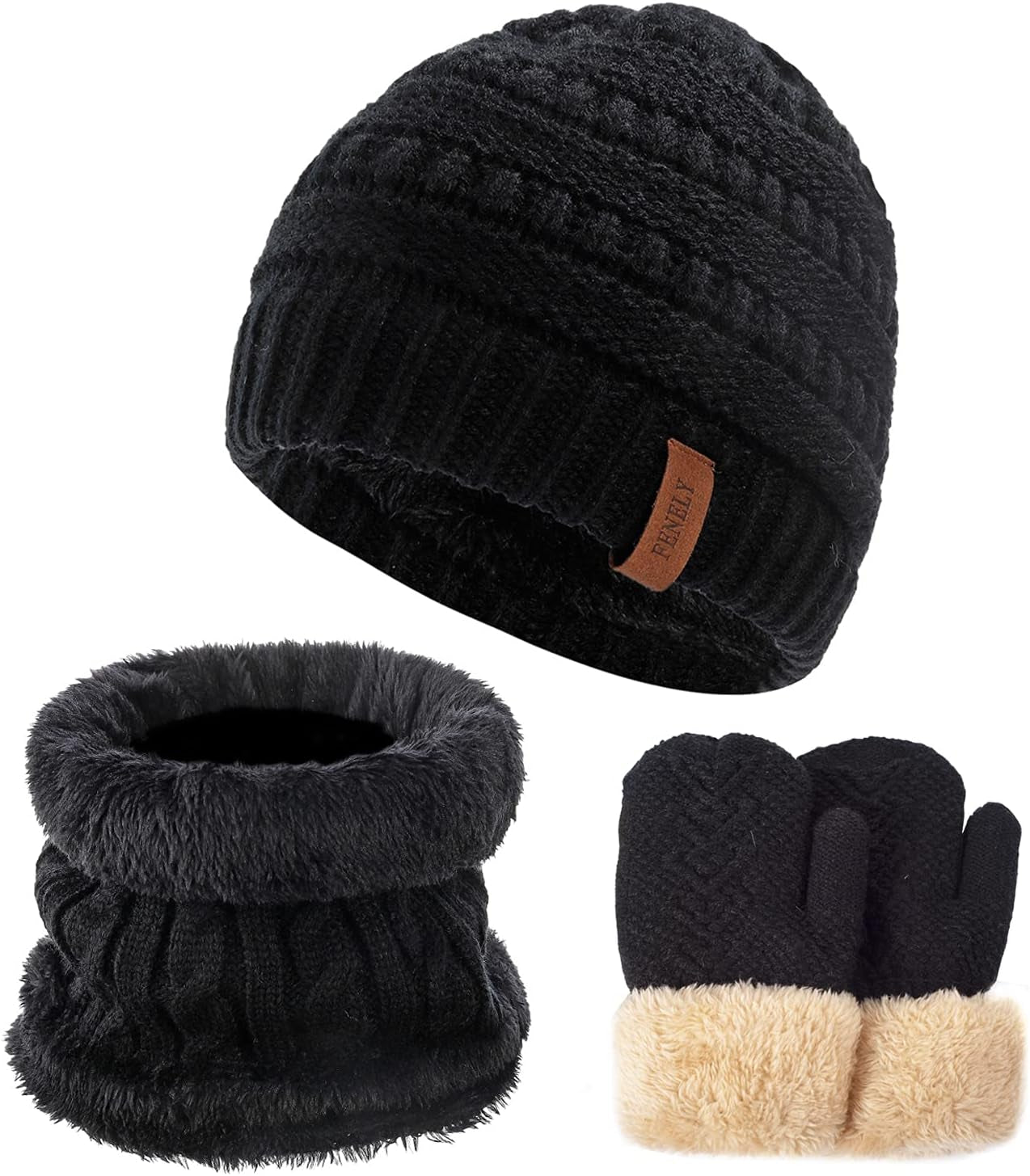 3X1 Pack - Winter Beanie Hat/ Scarf/ Gloves - Trendify - 