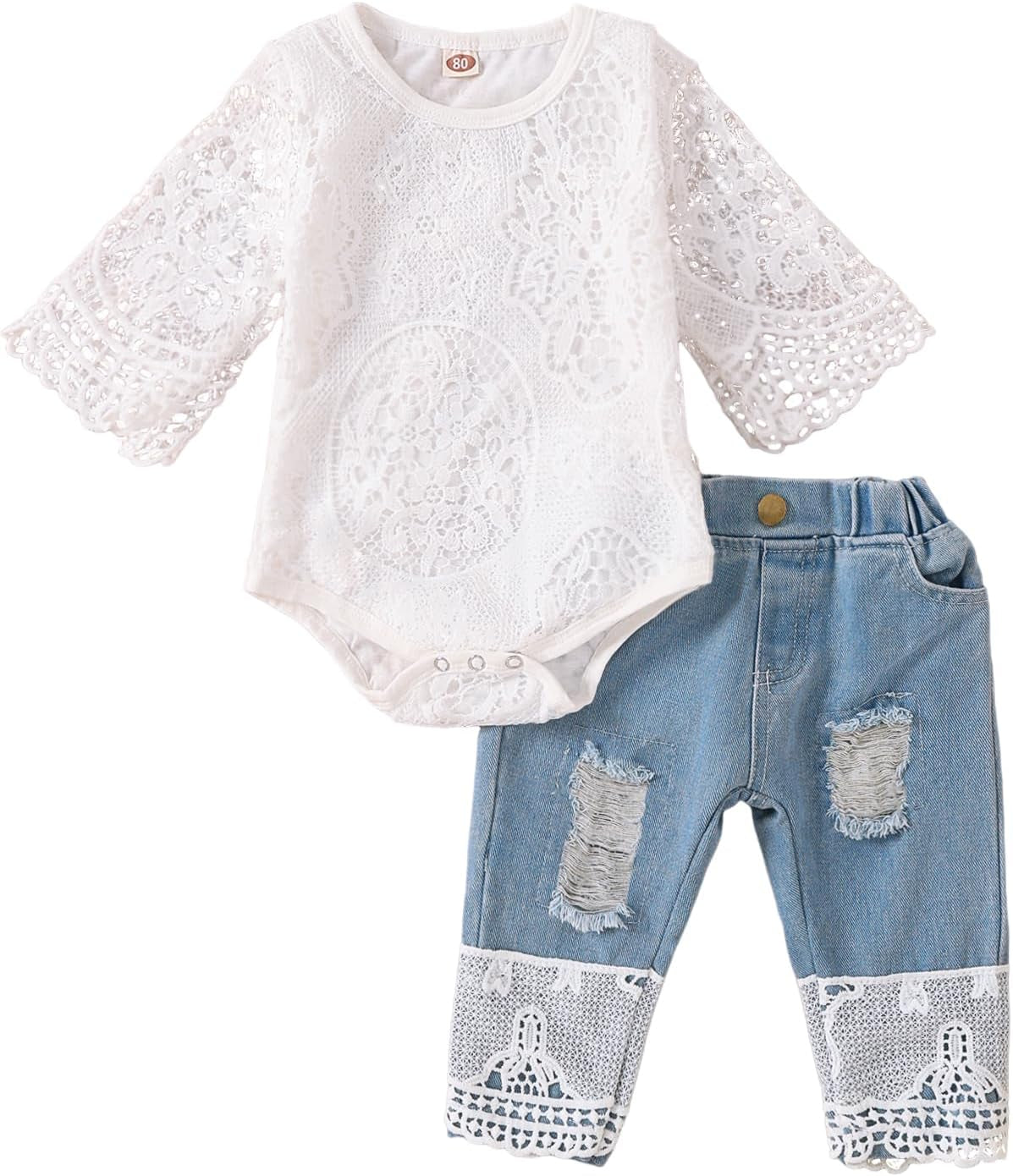 Dreamed-Baby Girl Top+Jeans Clothing Set