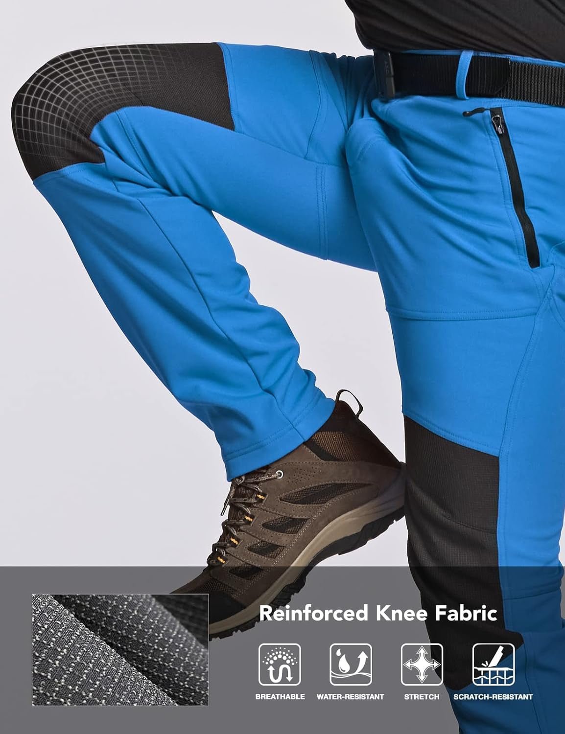 Men'S Snow Ski Snowboard Waterproof Softshell Cargo Pants, Hiking Fleece Lined Bottoms, Outdoor Work Pants - Trendify - 