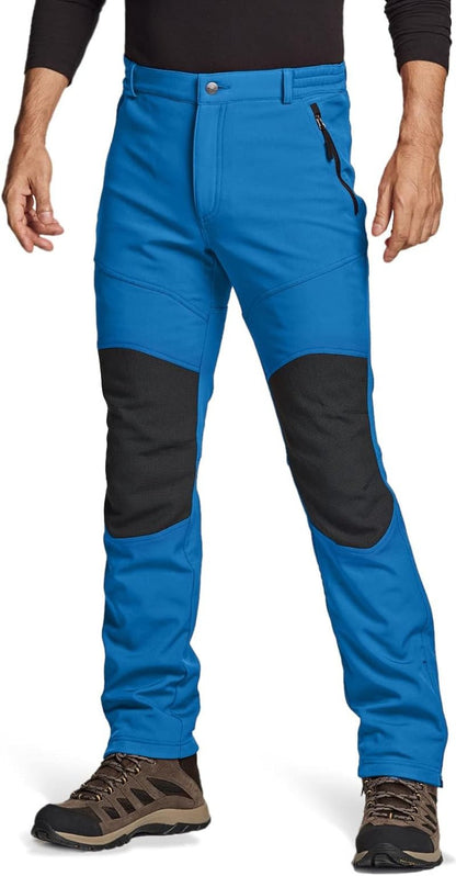 Men'S Snow Ski Snowboard Waterproof Softshell Cargo Pants, Hiking Fleece Lined Bottoms, Outdoor Work Pants - Trendify - 