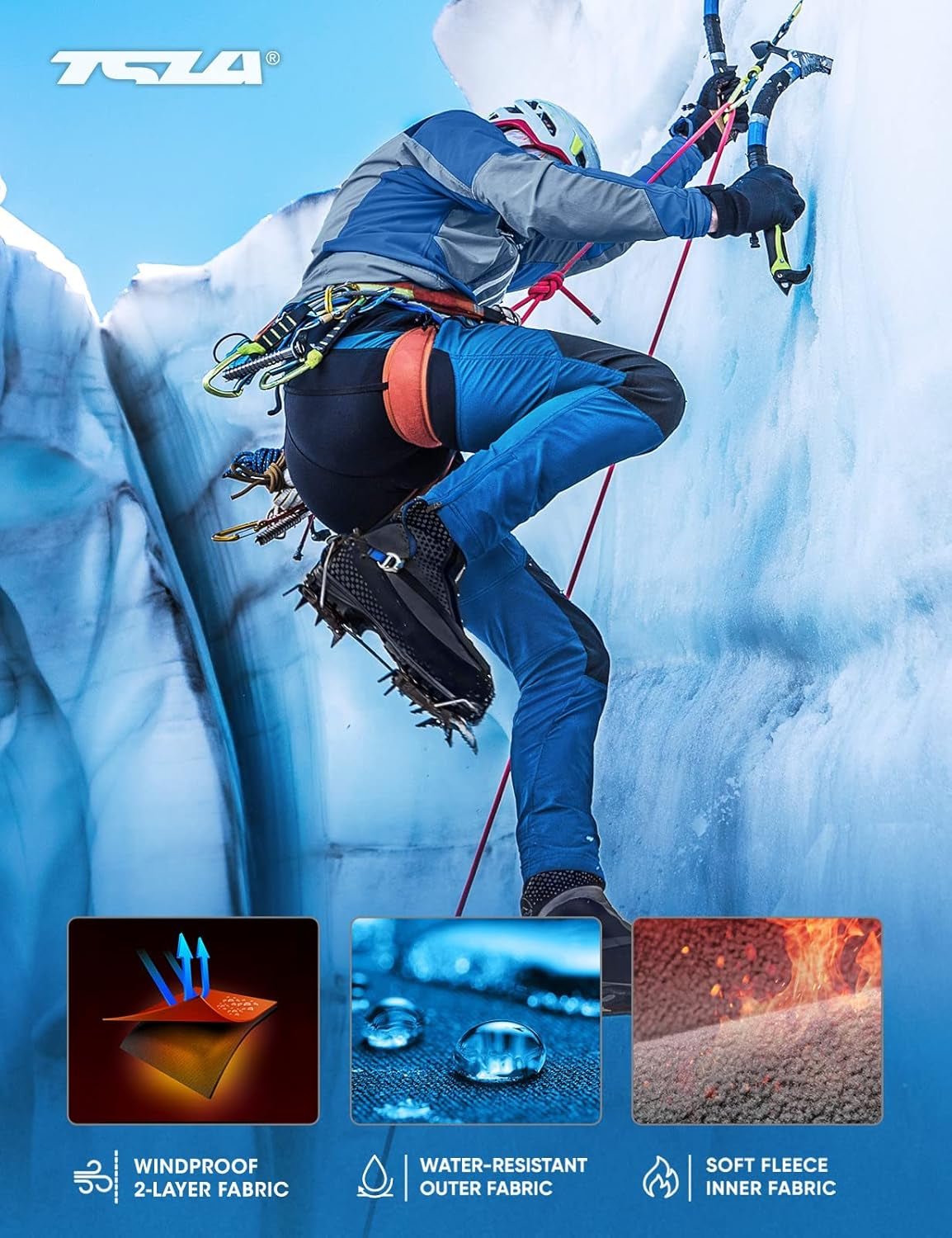 Men'S Snow Ski Snowboard Waterproof Softshell Cargo Pants, Hiking Fleece Lined Bottoms, Outdoor Work Pants - Trendify - 